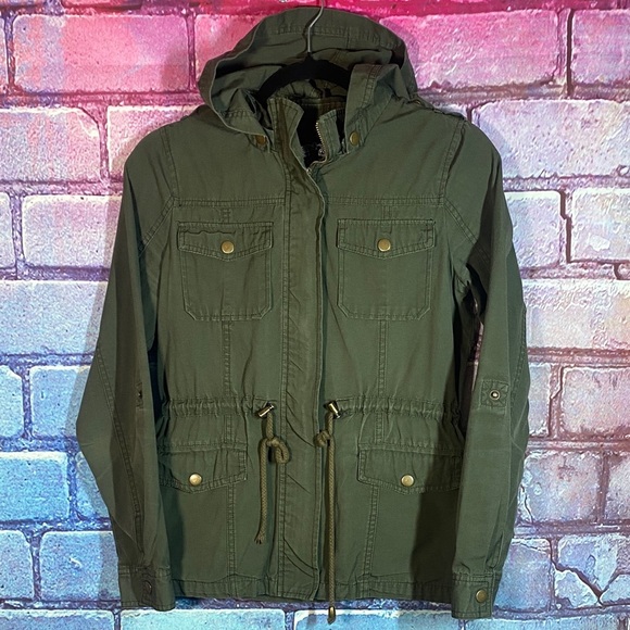 Chocolate Jackets & Blazers - Chocolate Utility Jacket Olive Green Womens S Hooded